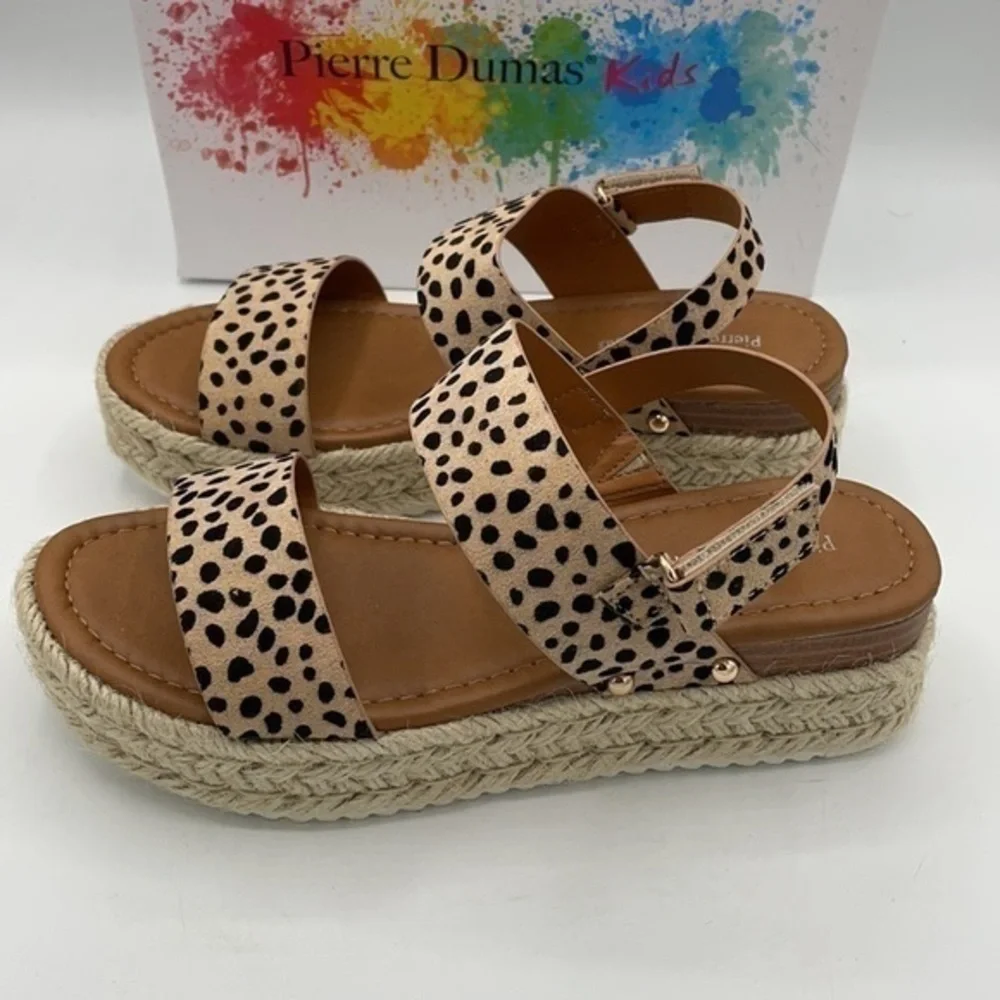 PIERRE DUMAS Cheetah Stud-Accent Magic Sandals